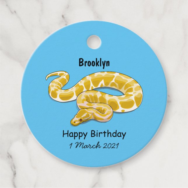 Burmese python snake cartoon illustration favor tags (Front)