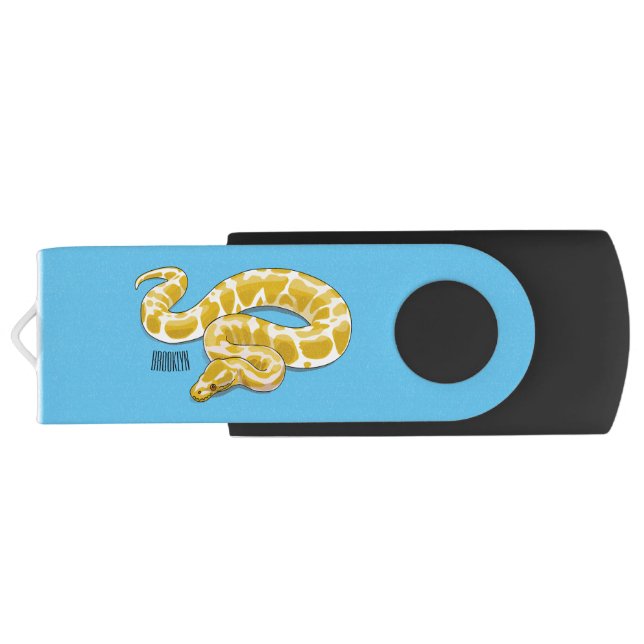Burmese python snake cartoon illustration flash drive (Back)