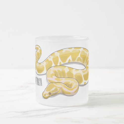 Burmese python snake cartoon illustration frosted glass coffee mug