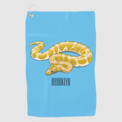 Burmese python snake cartoon illustration golf towel
