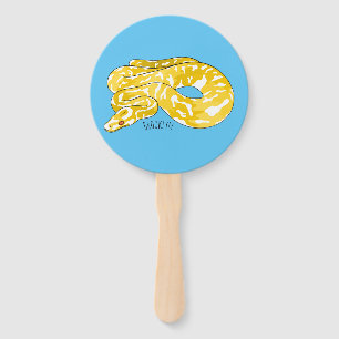 Burmese python snake cartoon illustration hand fan