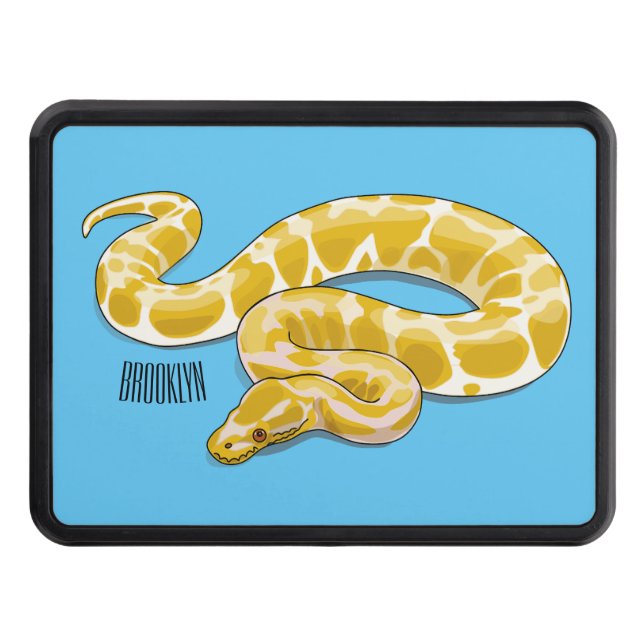 Burmese python snake cartoon illustration hitch cover (Front)
