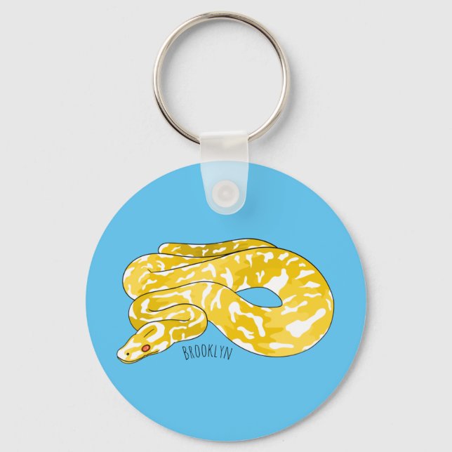 Burmese python snake cartoon illustration keychain (Front)