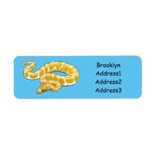 Burmese python snake cartoon illustration label
