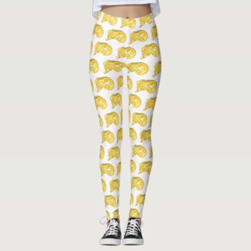 Burmese python snake cartoon illustration leggings