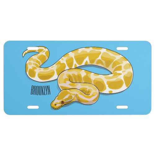 Burmese python snake cartoon illustration license plate