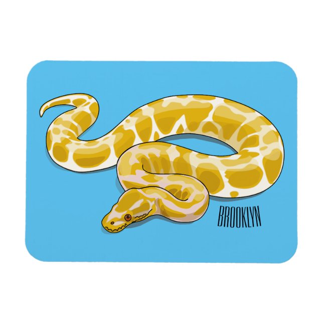 Burmese python snake cartoon illustration magnet (Horizontal)