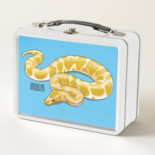 Burmese python snake cartoon illustration metal lunch box