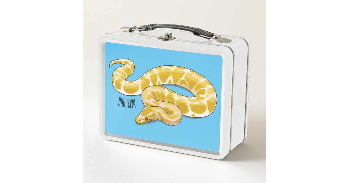 Burmese python snake cartoon illustration metal lunch box | Zazzle