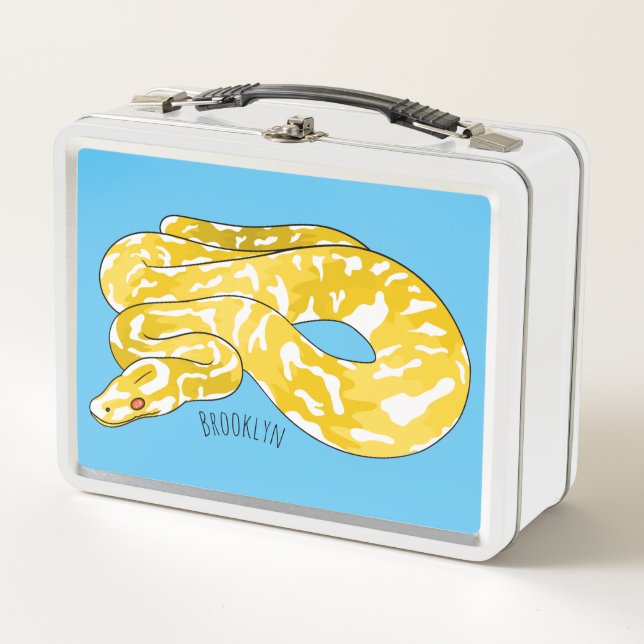 Burmese python snake cartoon illustration metal lunch box (Front)