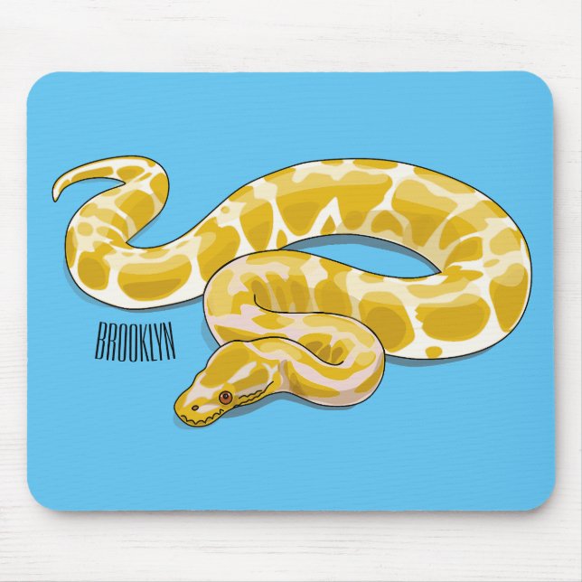 Burmese python snake cartoon illustration mouse pad (Front)