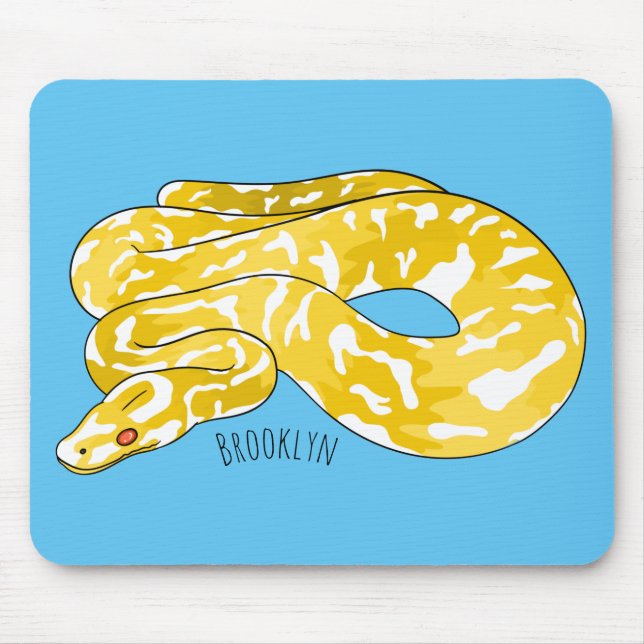 Burmese python snake cartoon illustration mouse pad (Front)