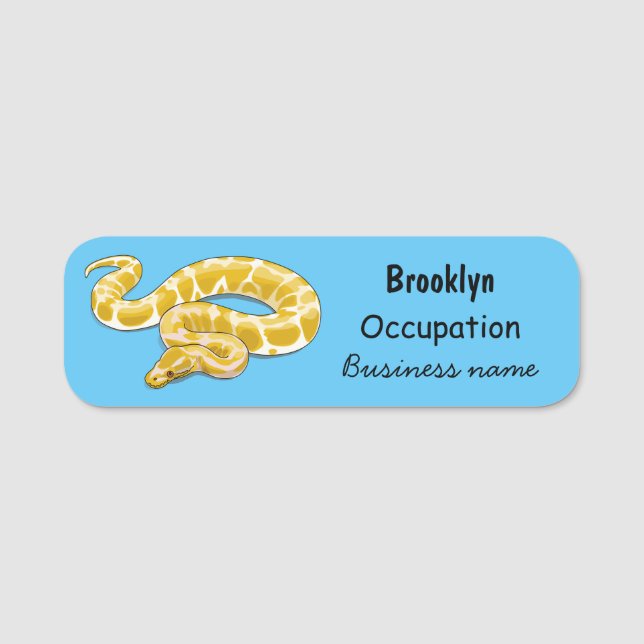 Burmese python snake cartoon illustration name tag (Front)