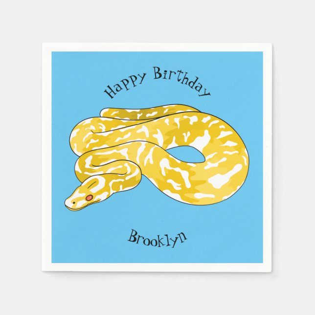 Burmese python snake cartoon illustration napkins (Front)