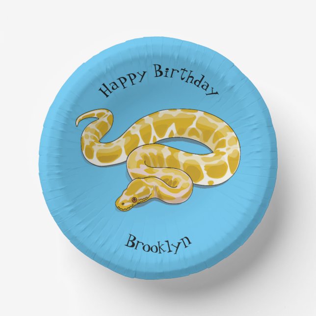 Burmese python snake cartoon illustration paper bowls (Front)