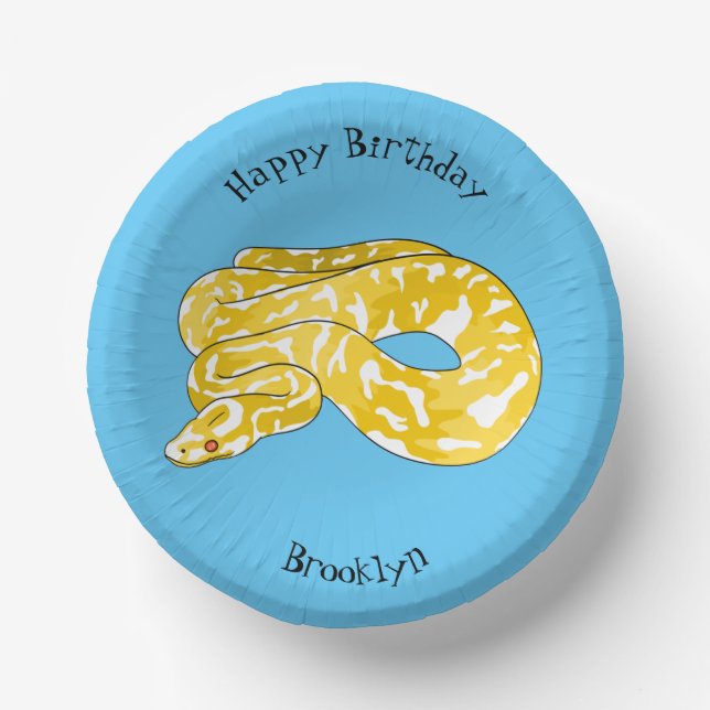 Burmese python snake cartoon illustration paper bowls (Front)