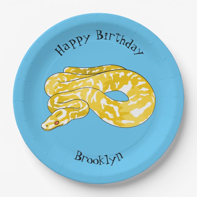 Burmese python snake cartoon illustration  paper plates (Front)