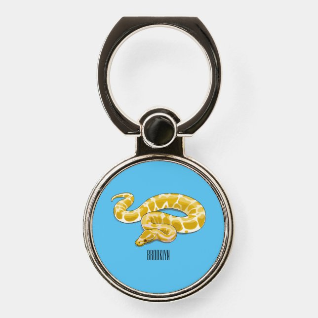 Burmese python snake cartoon illustration phone ring stand (Front)
