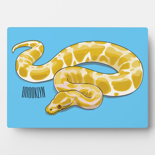 Burmese python snake cartoon illustration plaque (Front)