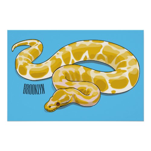 Burmese python snake cartoon illustration poster