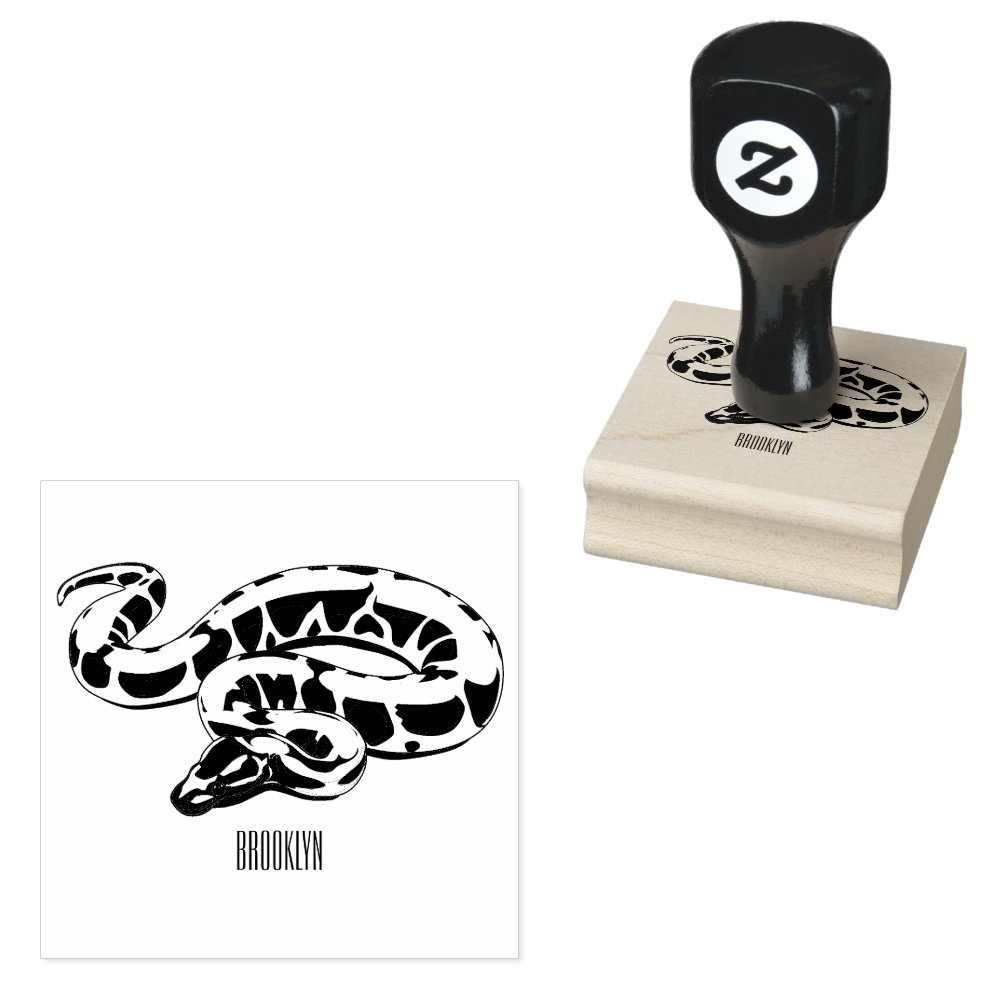 Burmese python snake cartoon illustration rubber stamp sold by Weal ...