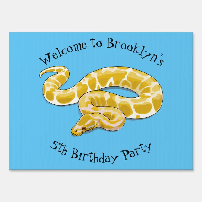 Burmese python snake cartoon illustration sign (Front)