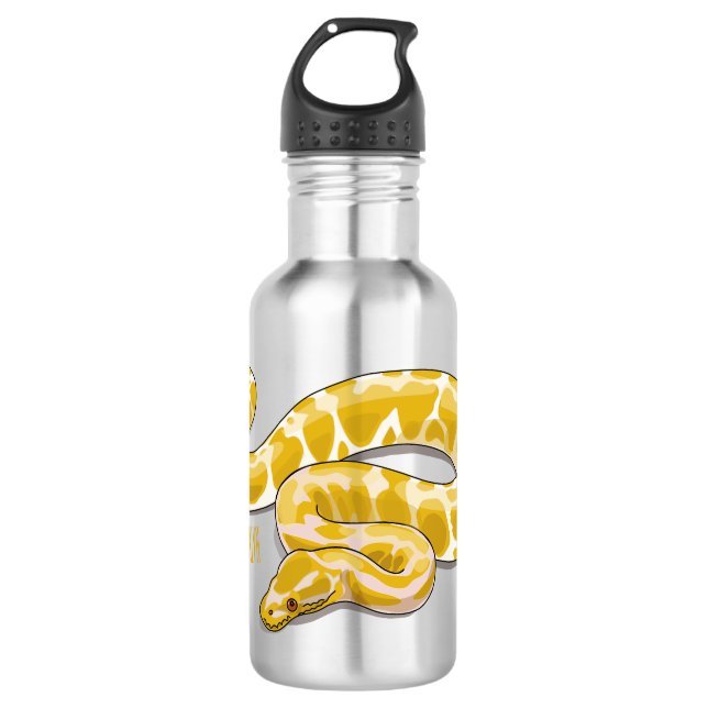 Burmese python snake cartoon illustration stainless steel water bottle (Front)