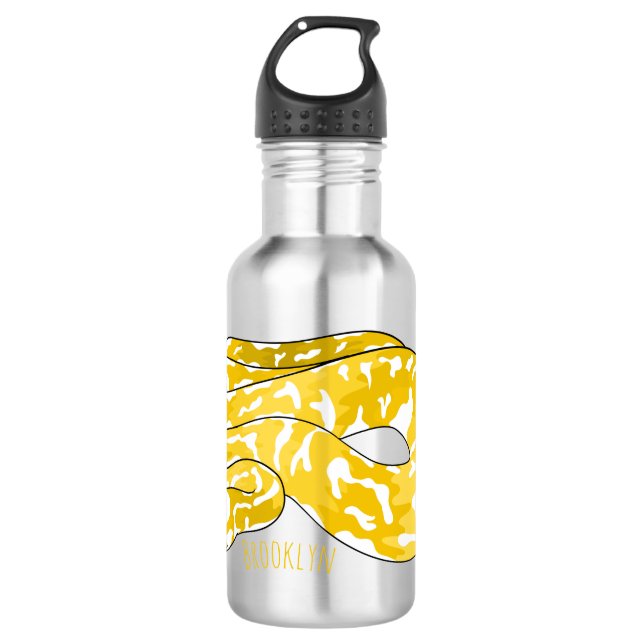 Burmese python snake cartoon illustration stainless steel water bottle (Front)