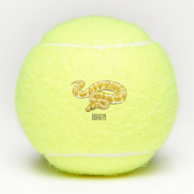 Burmese python snake cartoon illustration tennis balls (Front)