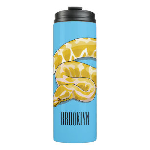 Burmese python snake cartoon illustration thermal tumbler
