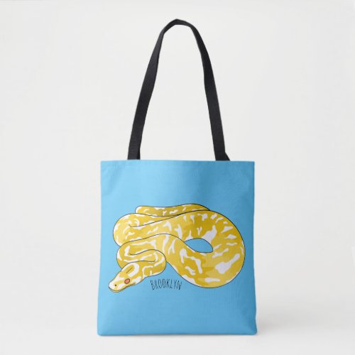 Burmese python snake cartoon illustration  tote bag