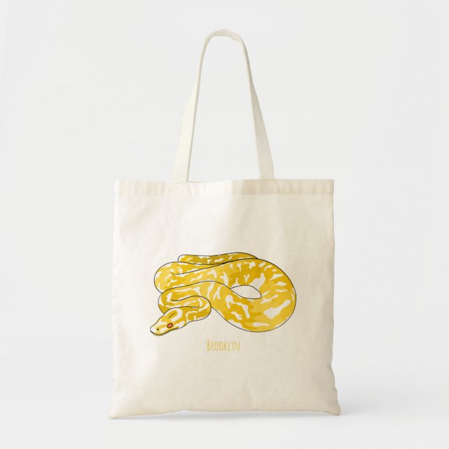 Burmese python snake cartoon illustration  tote bag (Front)