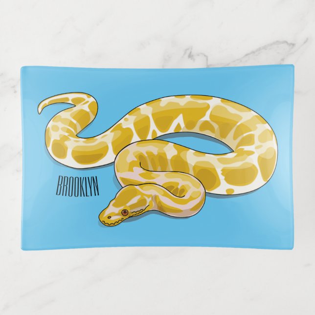 Burmese python snake cartoon illustration trinket tray (Front)