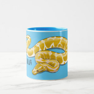Burmese python snake cartoon illustration Two-Tone coffee mug