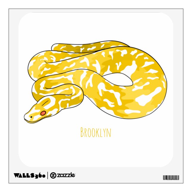Burmese python snake cartoon illustration wall decal (Front)
