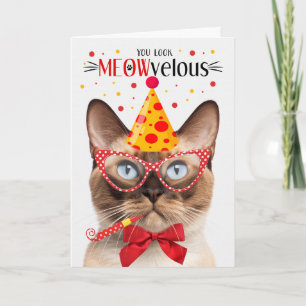 Burmese Seal Point Cat MEOWvelous Birthday Card