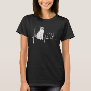 Burmilla Cat Heartbeat EKG Cat & Kitten Design T-Shirt