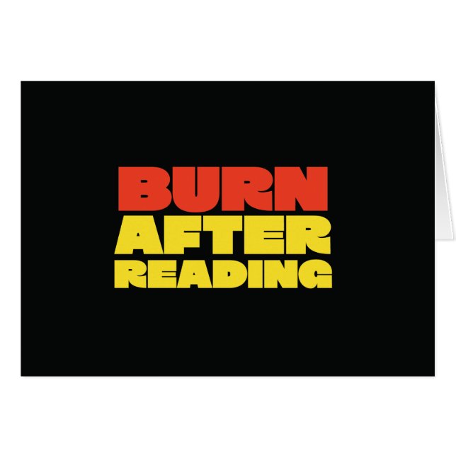 Burn After reading - Sarcastic Card  (Front Horizontal)