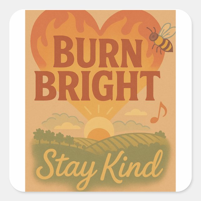 Burn Bright, Stay Kind Square Sticker (Front)