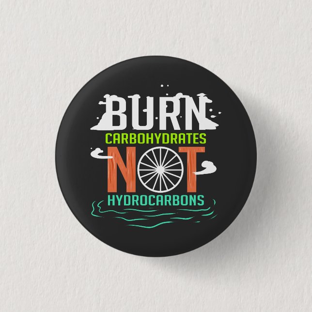 Burn Carbohydrates Not Hydrocarbons Climate Change Button (Front)