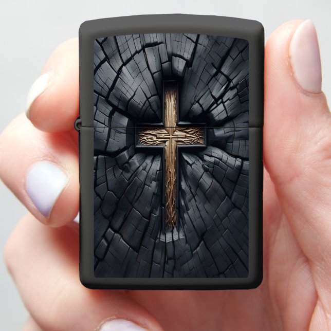  Burn Cross:  A Beacon in the Darkness Zippo Lighter (In Hand)