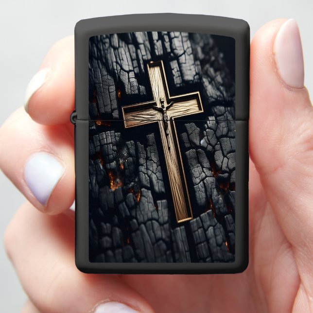 Burn Cross:  Symbol of Resilience Zippo Lighter (In Hand)