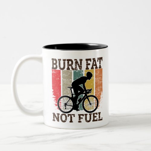 Burn Fat Not Oil Funny Bicycle Design Two_Tone Coffee Mug