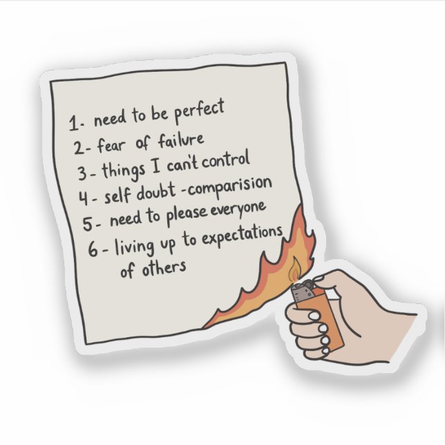 Burn List Therapeutic Ritual Mental Health Sticker (Front)