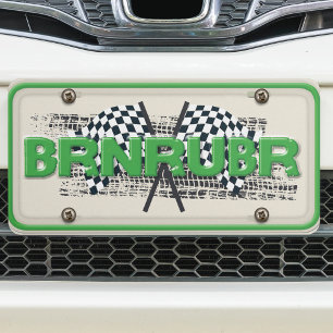 Burn Rubber BRNRUBR Artwork License Plate