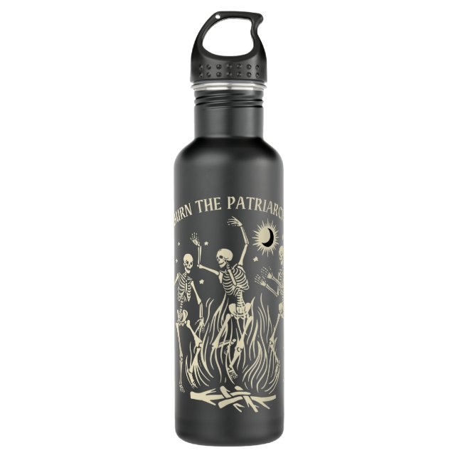 Burn The Patriarchy, Funny Feminist Halloween Stainless Steel Water Bottle (Front)