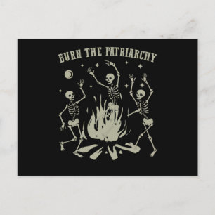 Burn The Patriarchy Spooky Feminist Skeletons Postcard