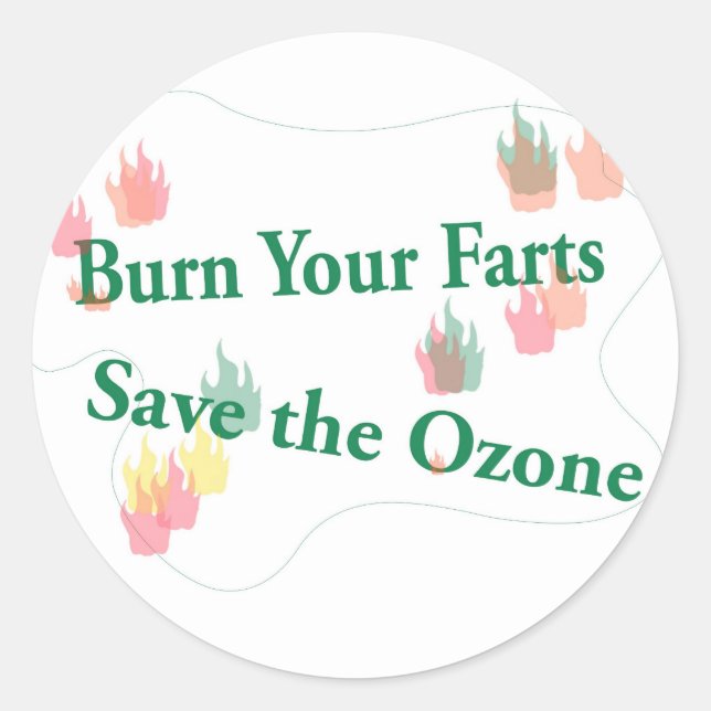 burn your farts classic round sticker (Front)