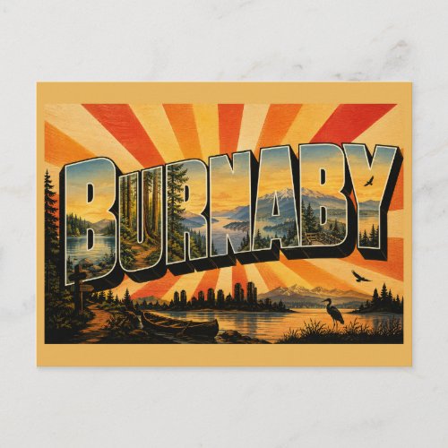 Burnaby BC Lake Rainforest Mountain Views Art Postcard