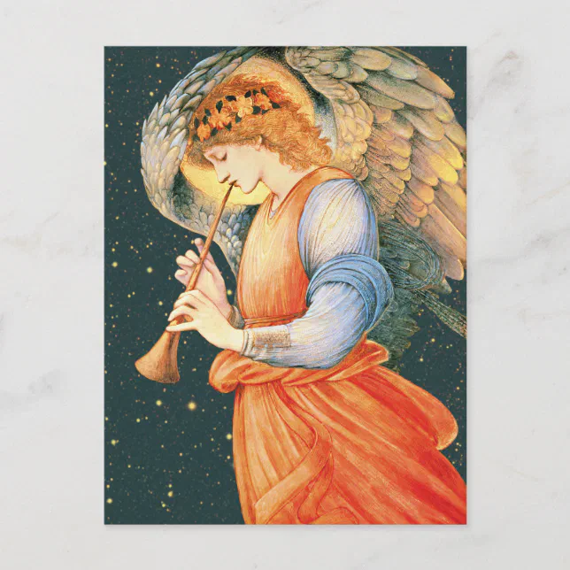 Postal Un ángel tocando un flageolet - Edward Burne-Jones